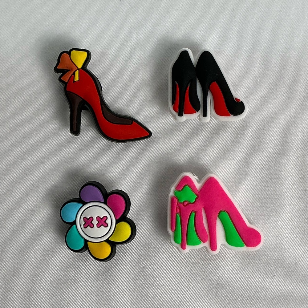 Colorful Shoe and Flower croc shoe charms Red bottom Louboutin